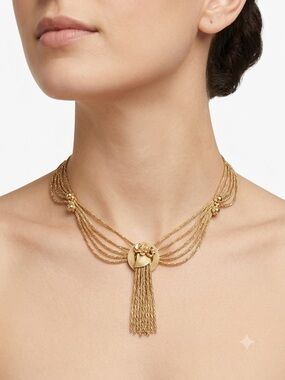 Gold Multi-Strand Tassel Necklace - Women Jewelry